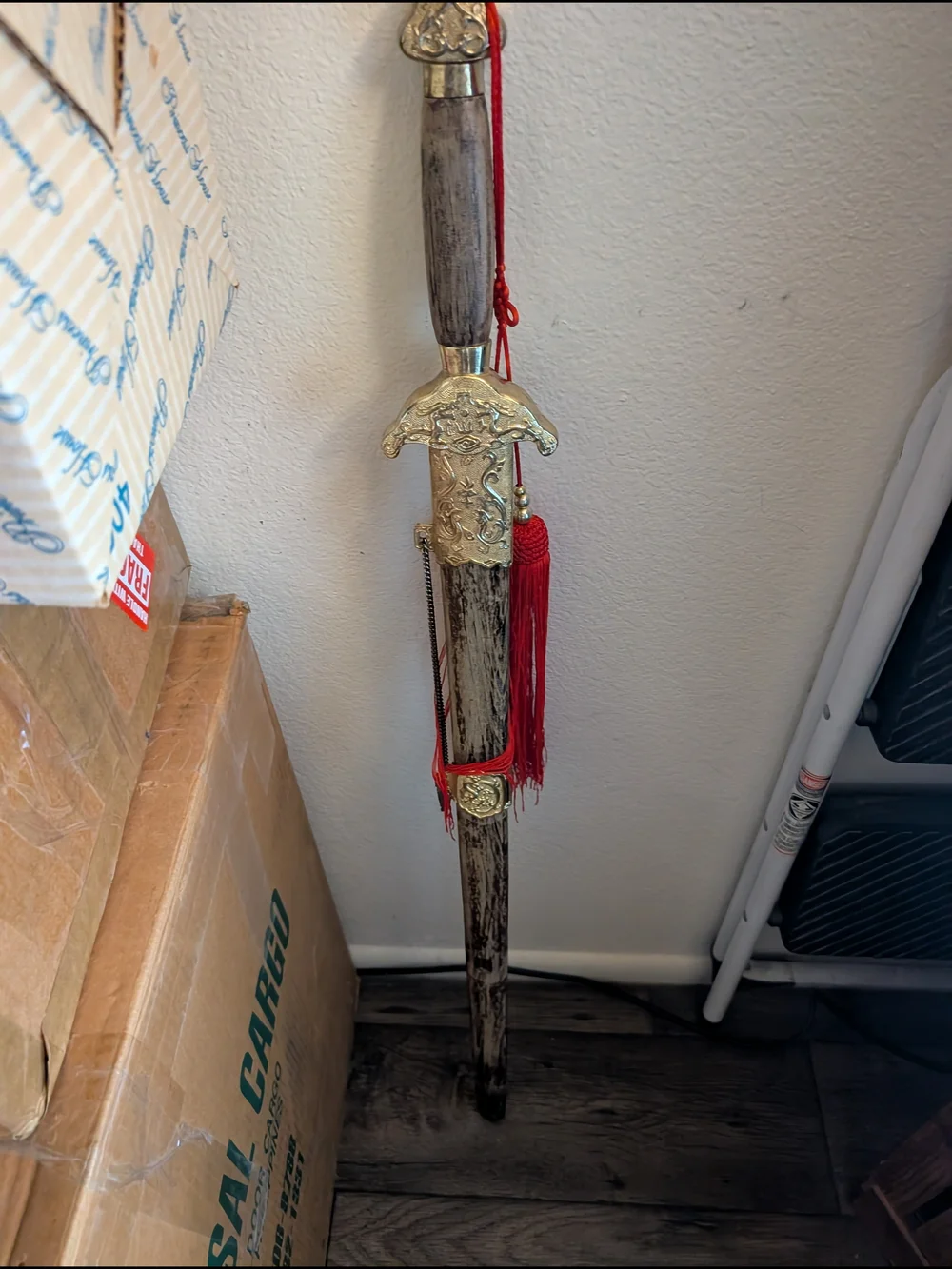 Decorative Oriental Style Sword with 30 inch blade Dragon Accents and Red Tassel